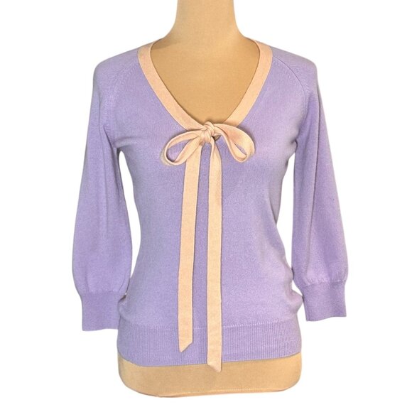 Authentic VTG Dolce & Gabbana Cashmere Sweater Sz 6 Purple Bow Coquette - Picture 2 of 12